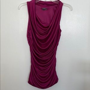 Express fuchsia sleeveless fitted scoop neck top